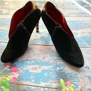 NINE WEST Women’s Black Booties Animal Print Heeled Ankle Boots 6.5M Casual